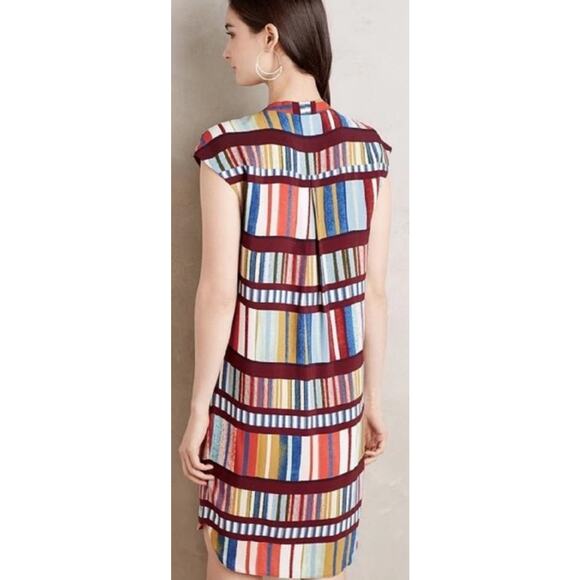 Anthropologie 4 Maeve Au Revoir Colorful Stripe Library Bookshelf Shift Dress S - Picture 3 of 15